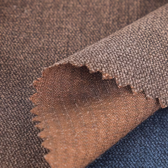 100% poliéster tejido de chenilla de terciopelo de felpa de imitación de lino teñido de tela de rayas lisas para muebles, sofá, cojines, ropa de cama, telas de tapicería